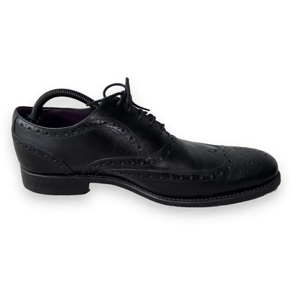 Charles Tyrwhitt Derby‎ Brogue Wingtip Shoes Black Leather Men's 9.5